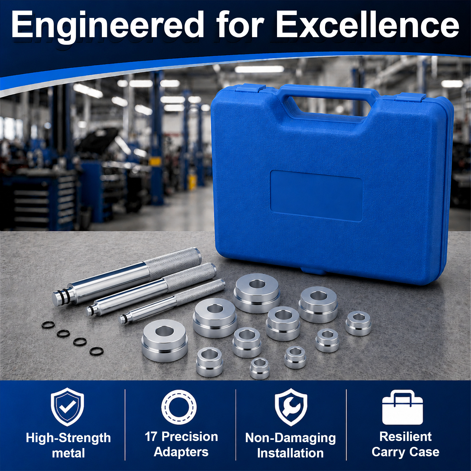 17-Piece Bearing Puller & Seal Driver Kit, Wheel Bearing Tools