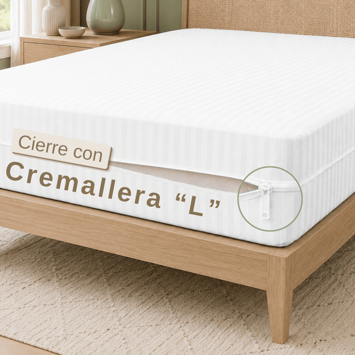 TEMU de colchón con cremallera de L, fabricada en microfibra transpirable, ajustable 27 cm de grosor, protector de colchón universal para cama