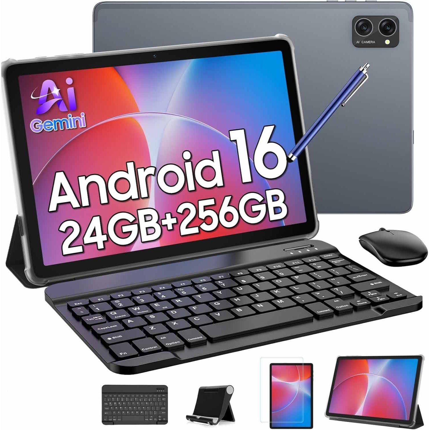 Image of T20 Tablet With Keyboard - Octa-core 16 Tablet With Ai, 24 (8+16) Gb + 256gb Rom (2tb Tf), 10.1 Inch Hd Incell, 8mp+5mp Camera, 5000mah, 5g Wifi/type-c/gps