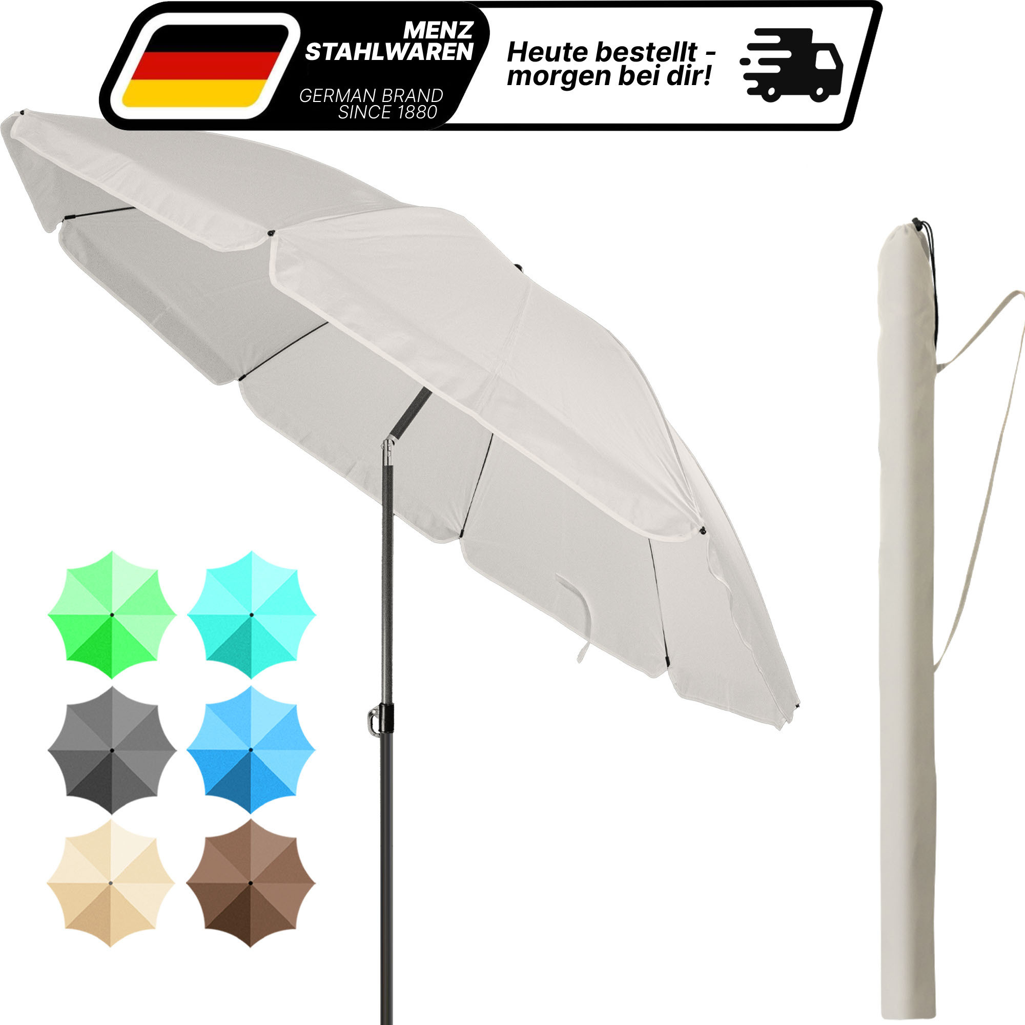 TEMU Strandschirm Rundes Sonnenschirm (Ø 180 cm) in – hochwertiger UPF 50+ Sonnenschirm Strand mit Hülle zur einfachen Aufbewahrung. Der Strandschirm