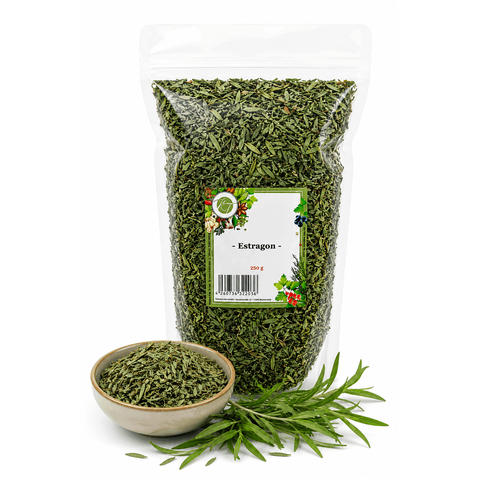 Kt 250g Dried & Grated Tarragon - Grated Tarragon Leaves - 1a Quality