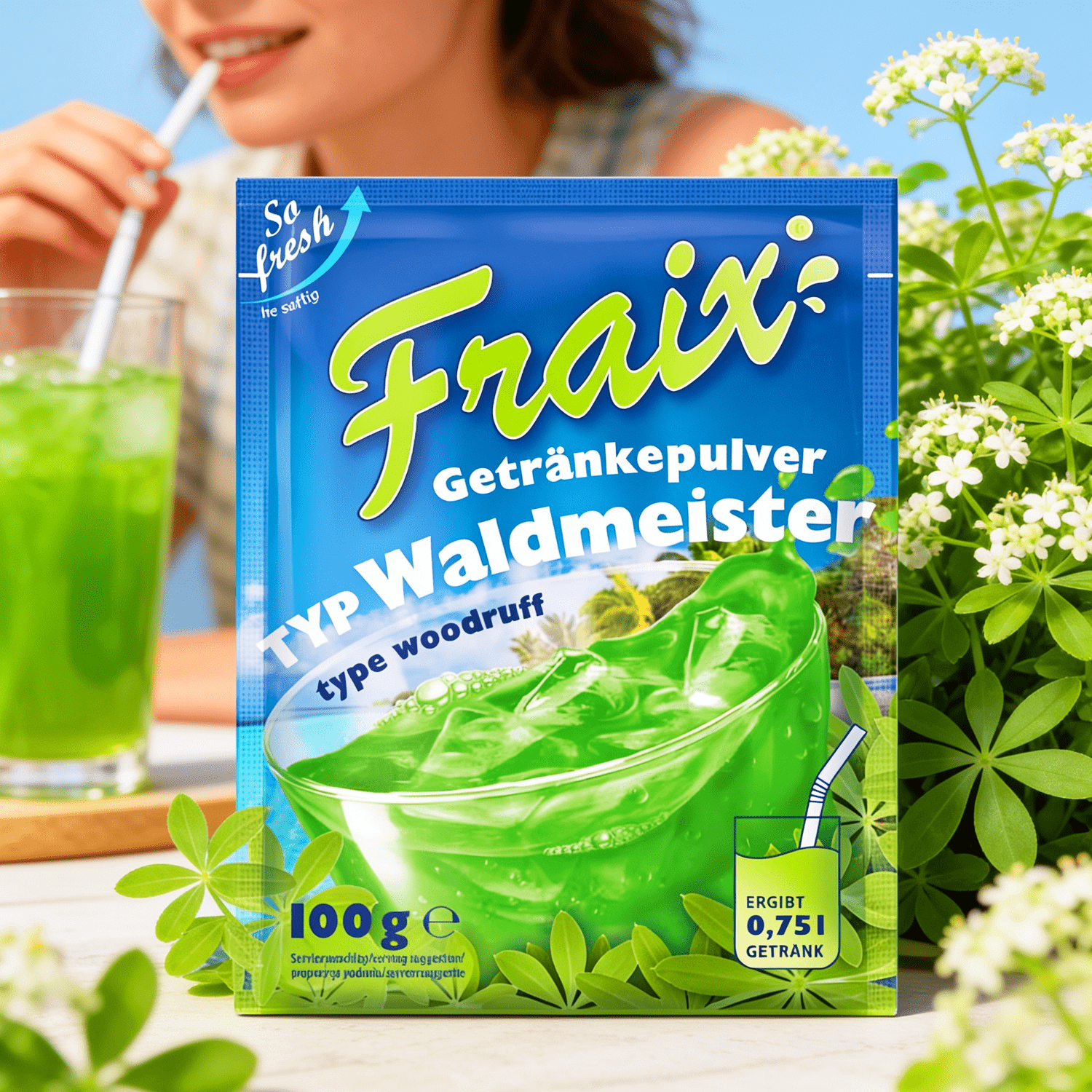 Image of 3rd Pack - Fraix Waldmeister Beverage Powder – Instant Beverage Powder With Waldmeister Flavor 3x100g