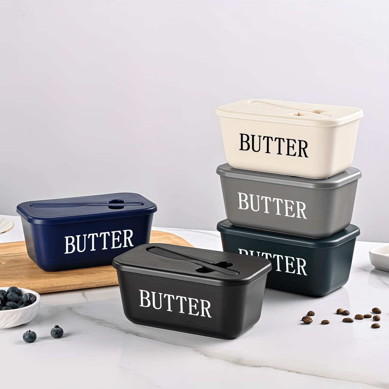 TEMU 2 - Piece Set High - Quality Large - Sized Food - Grade Pp Butter Storage Box ( With A Brush) - Keeps Butter Fresh | Stylish Design | Durable