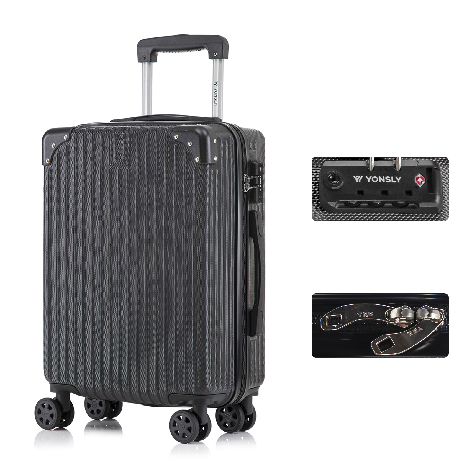 Suitcase With , Ykk Zipper, Hardshell Trolley Cabin Luggage, Rolling Suitcase, Carry-on With 4 Wheels