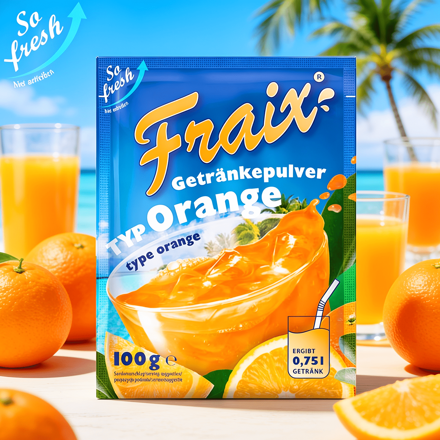 3-pack - Fraix Orange Beverage Powder – Instant Orange Flavored Drink Powder 3x100g