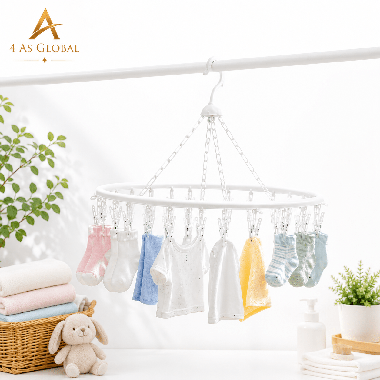 TEMU Laundry Drip Hanger With 20 Clips Large Oval Folding Clothes Airer For Small Items, Portable Hanging Dryer For Baby Clothes, Bras & Hosiery