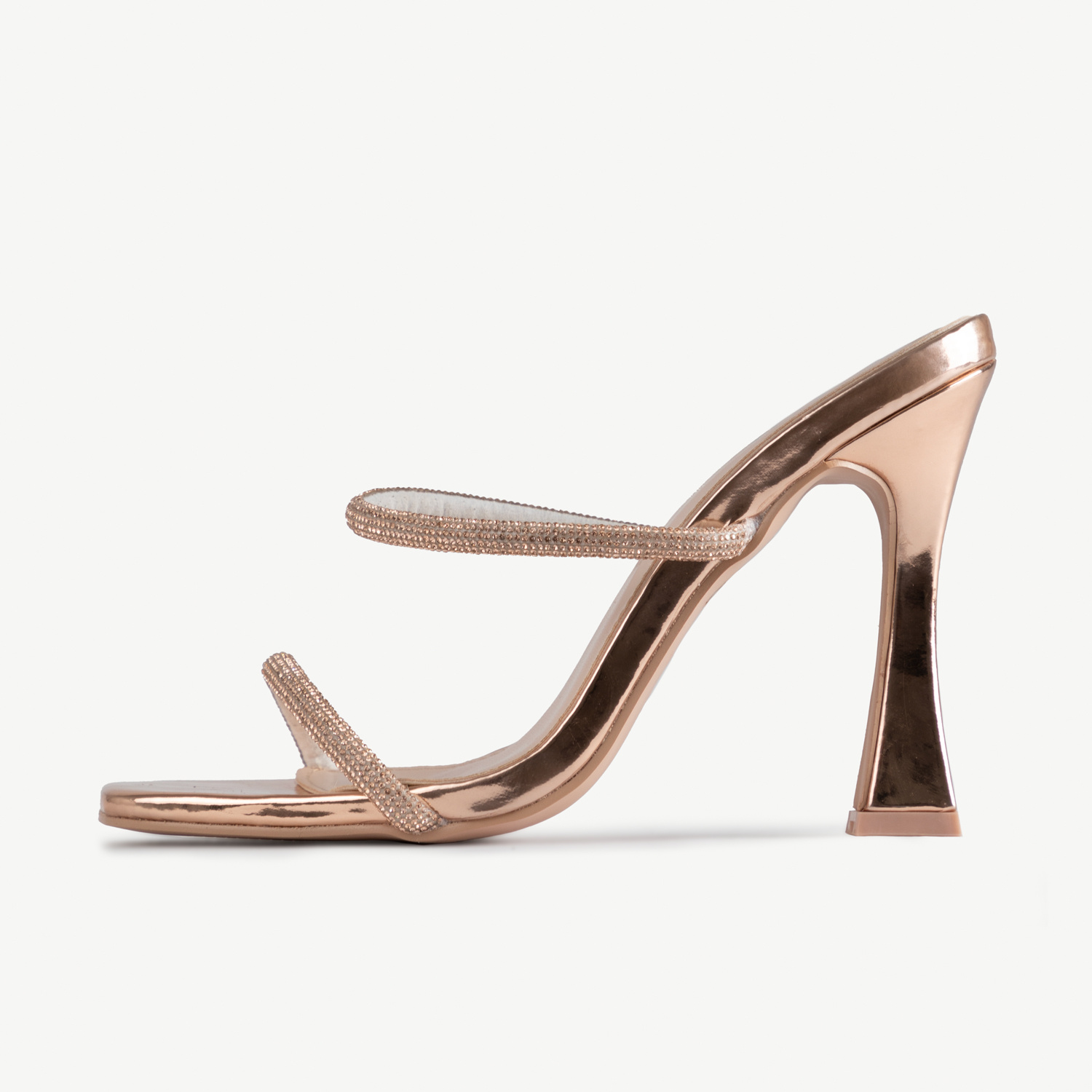 Image of Heeled Mule In Rose Gold