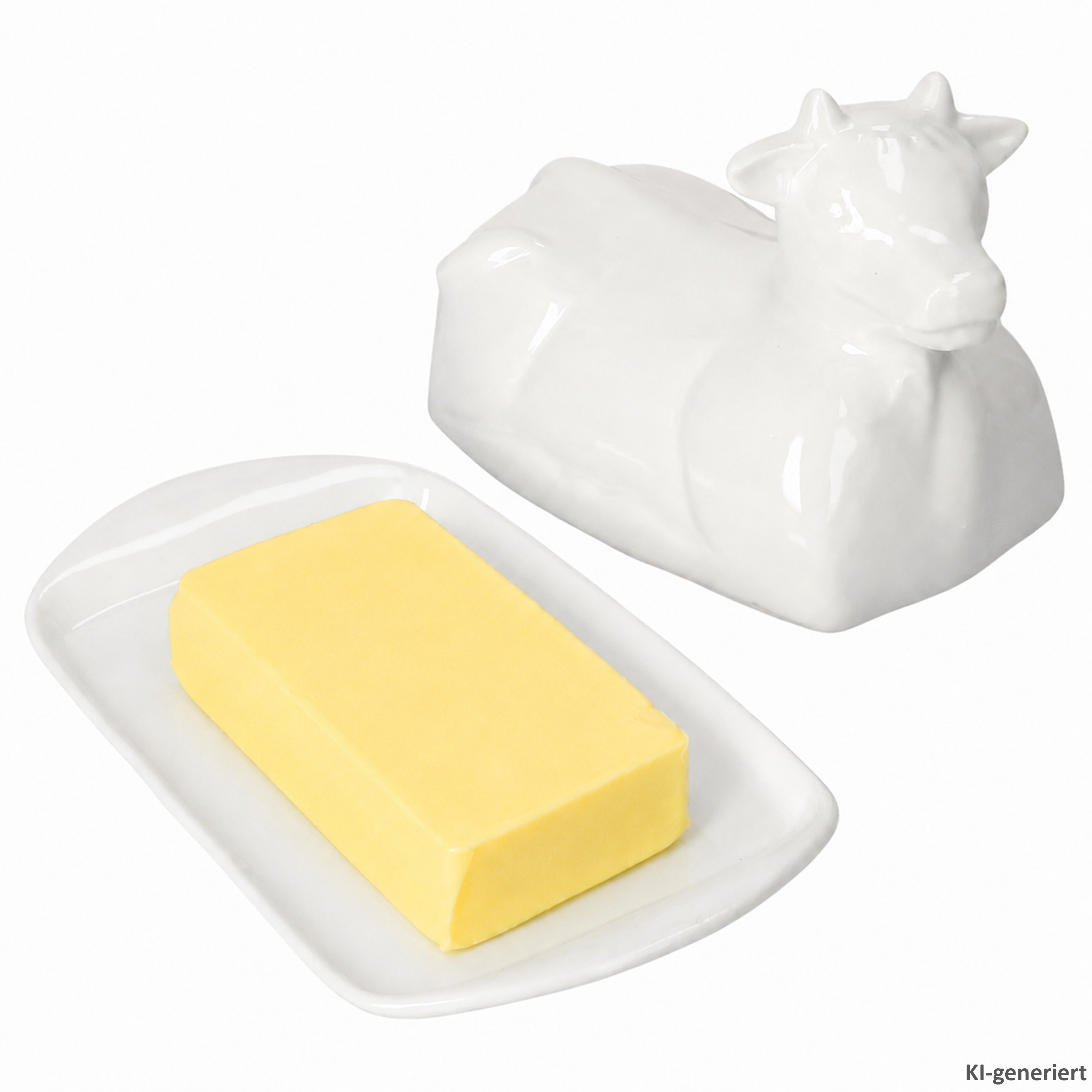 Image of Butter Dish With Lid, White Porcelain For 250g Butter, Butter Dish With Lid For Margarine