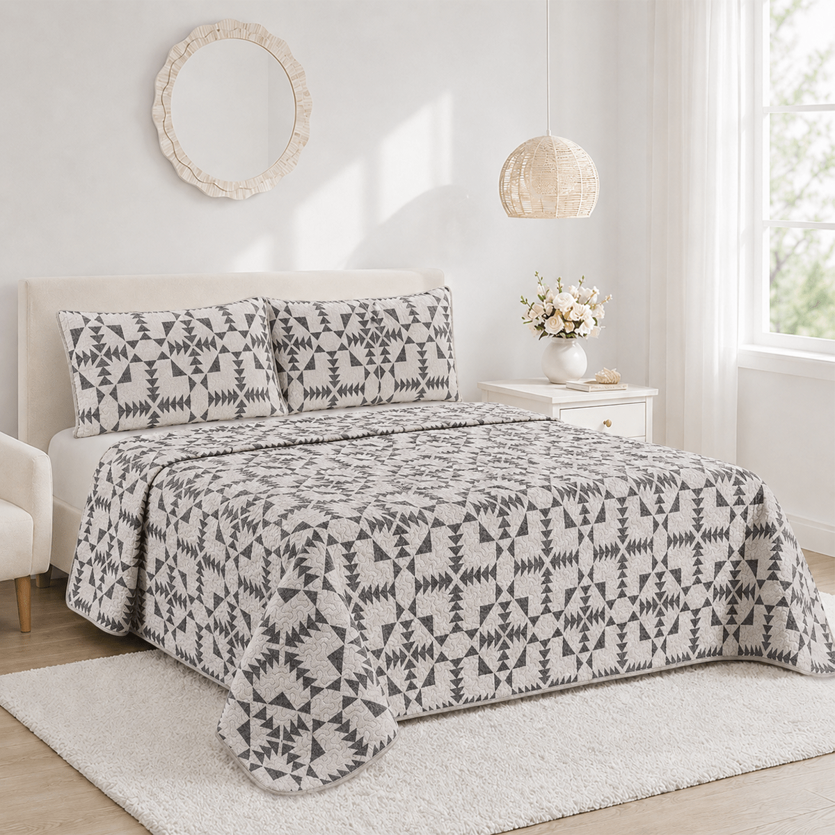 Image of Printed Quilt, Quilt, Lightweight, Breathable, And Soft, 4-season Lightweight Quilt Set, Includes 48x70cm Pillowcases, In Sizes (bed 90/105/135/150/180cm)