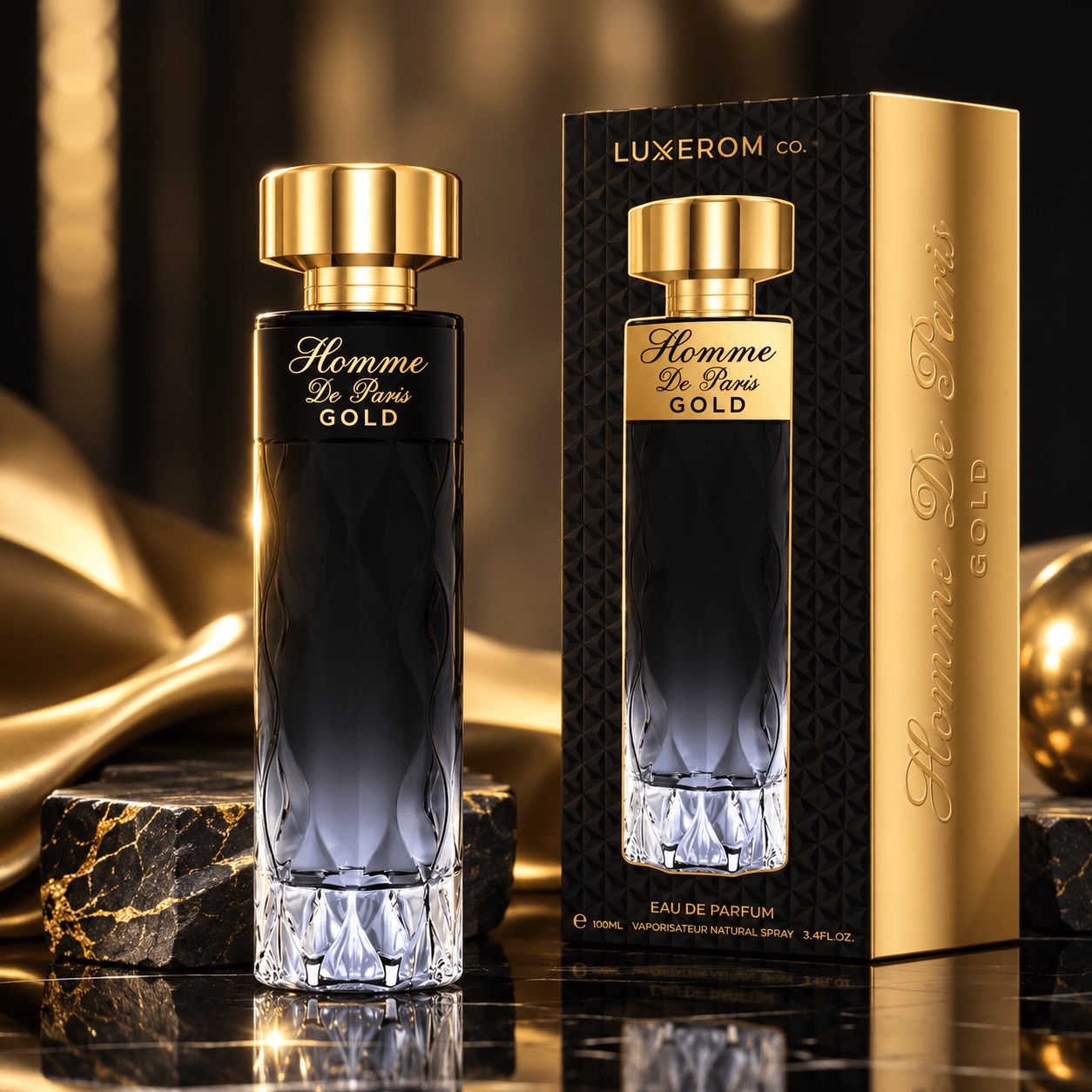Image of Homme Gold Eau De Parfum For Men – 100ml | Modern, Elegant Fragrance In A With A Gold Cap – A Sophisticated, Long-lasting Edp For Gentleman – Ideal For Evening Wear, Special Occasions & Cooler