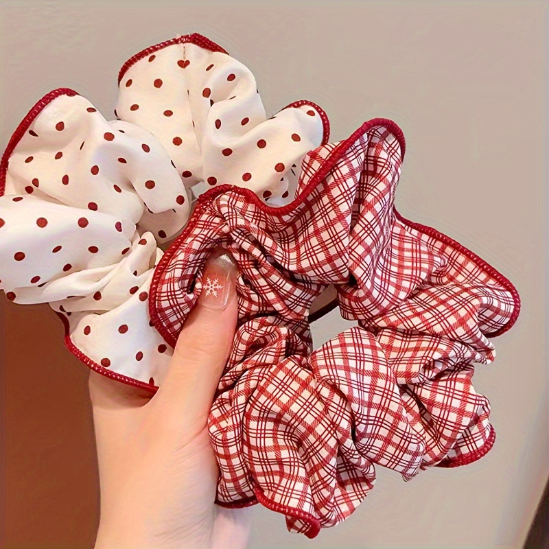 Set of 3 Premium Hair Accessories, Polka Dot Ponytail Holder