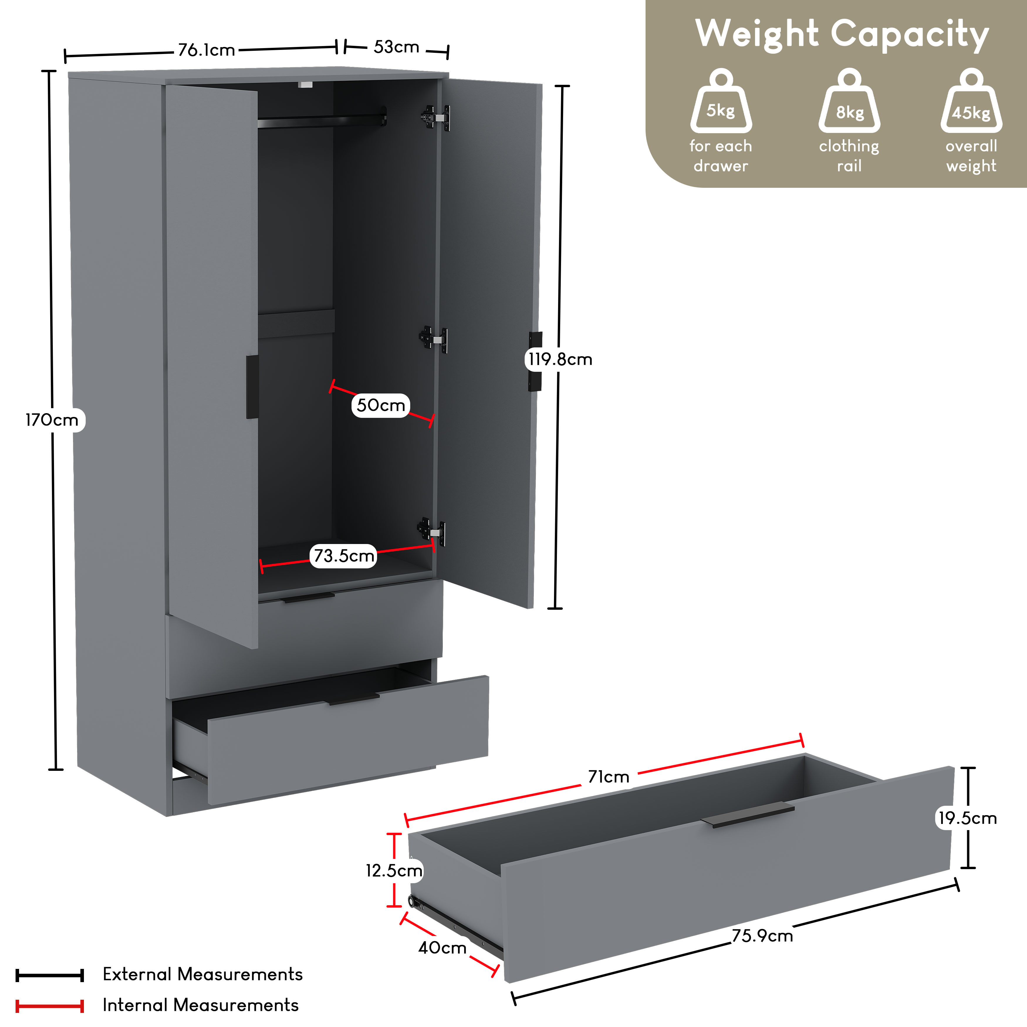 Trega 3 Piece Bedroom Set, Stylish Storage Solution