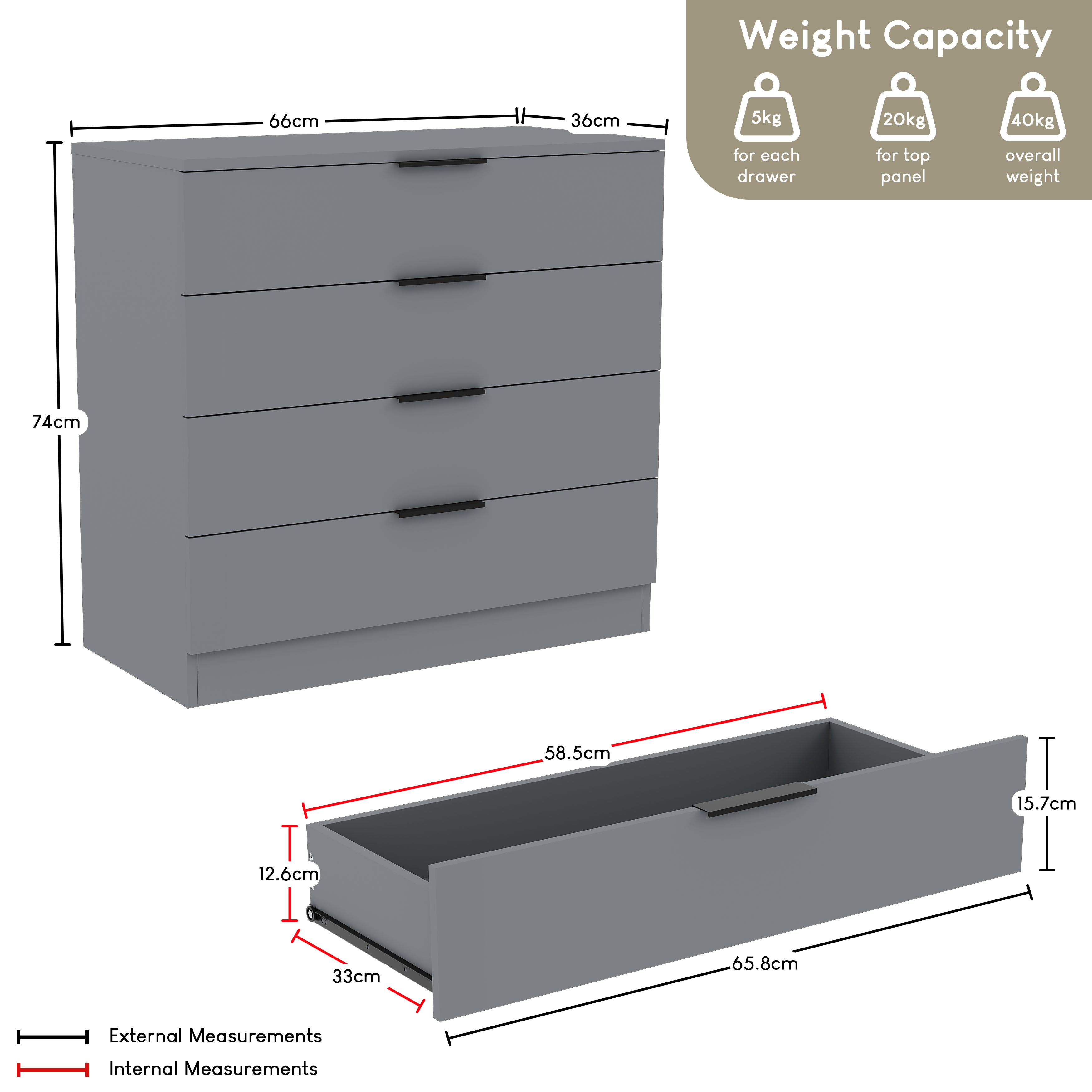 Trega 3 Piece Bedroom Set, Stylish Storage Solution