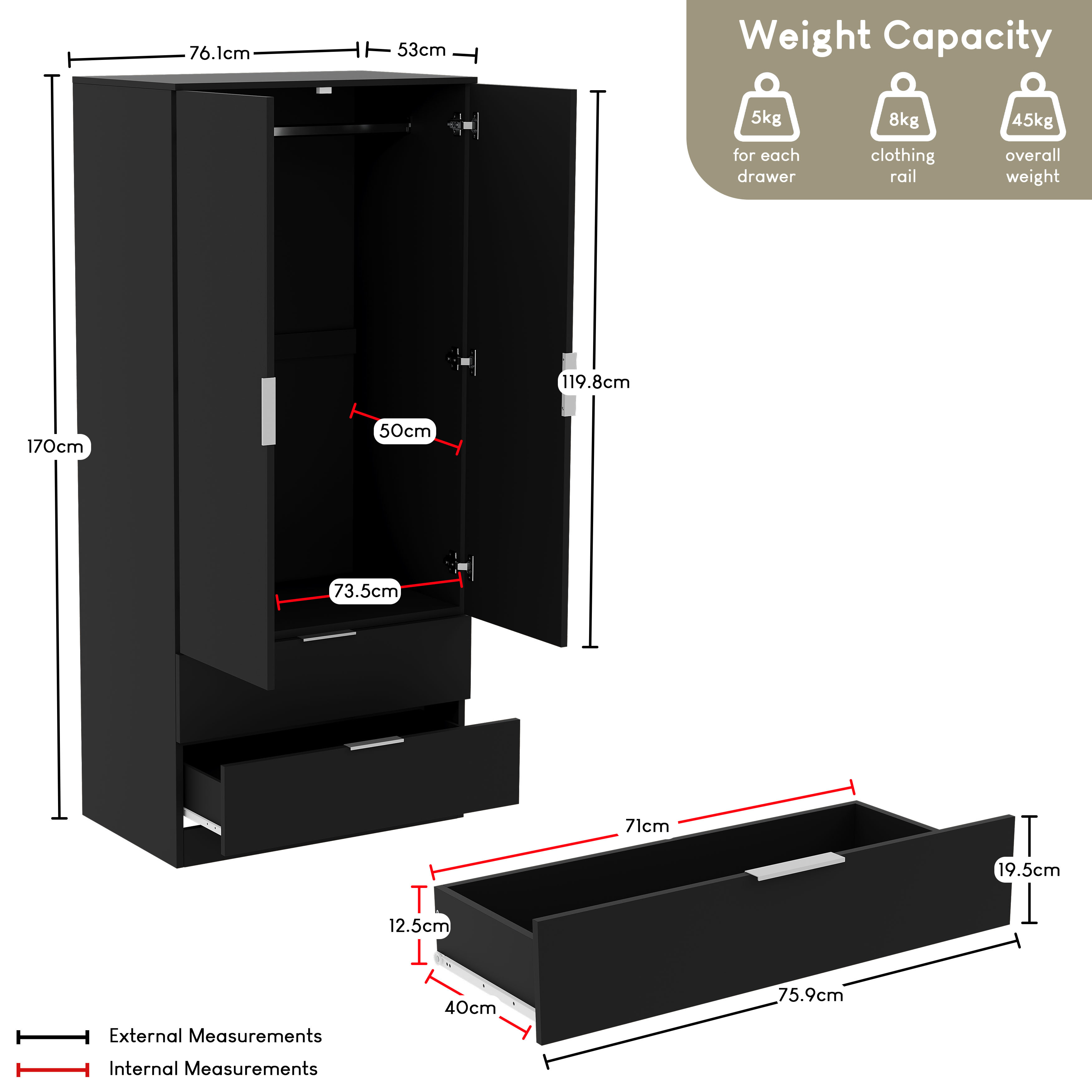 Trega 3 Piece Bedroom Set, Stylish Storage Solution