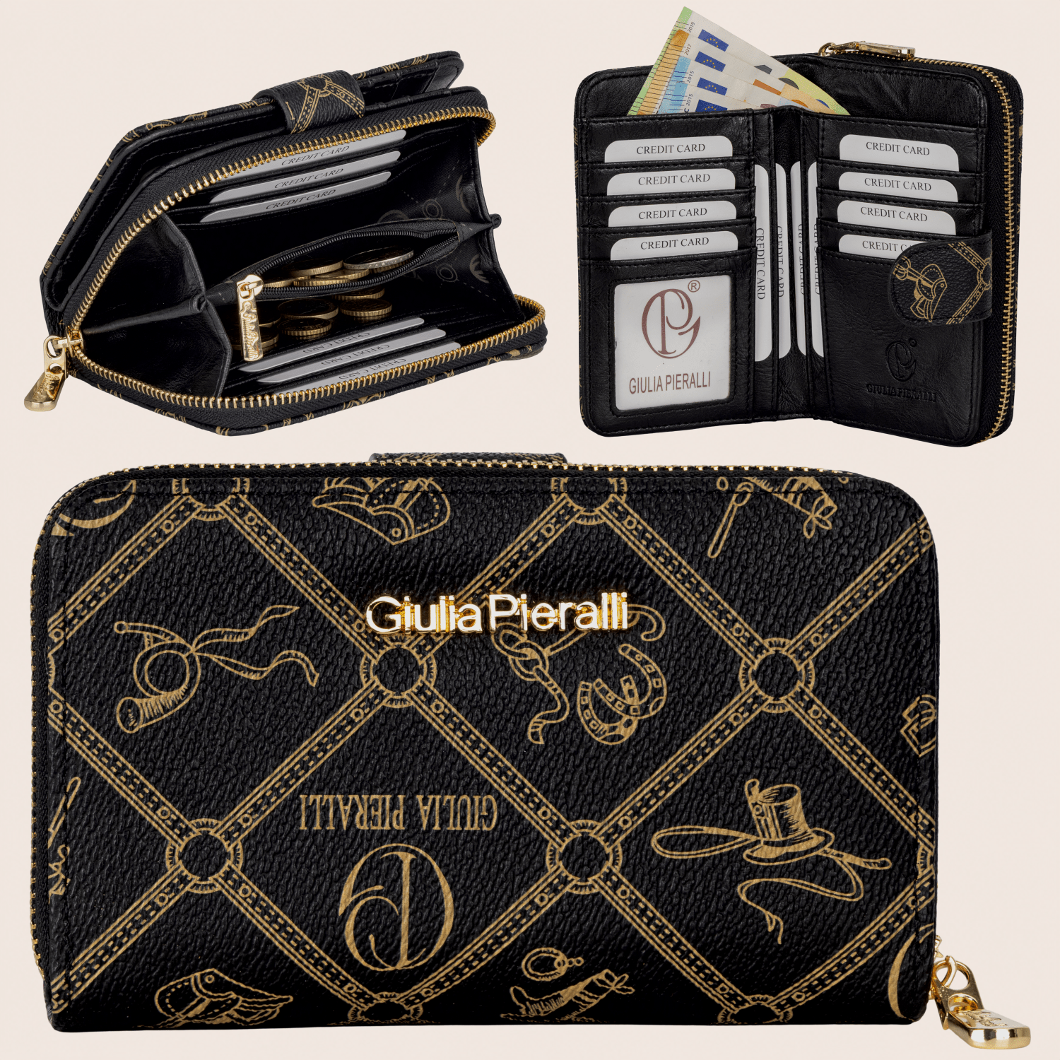 Ladies' Wallet Pieralli Art Leather Wallet Briefcase In Landscape Format With Gift Box 16 X 10 X 4 Cm Colors