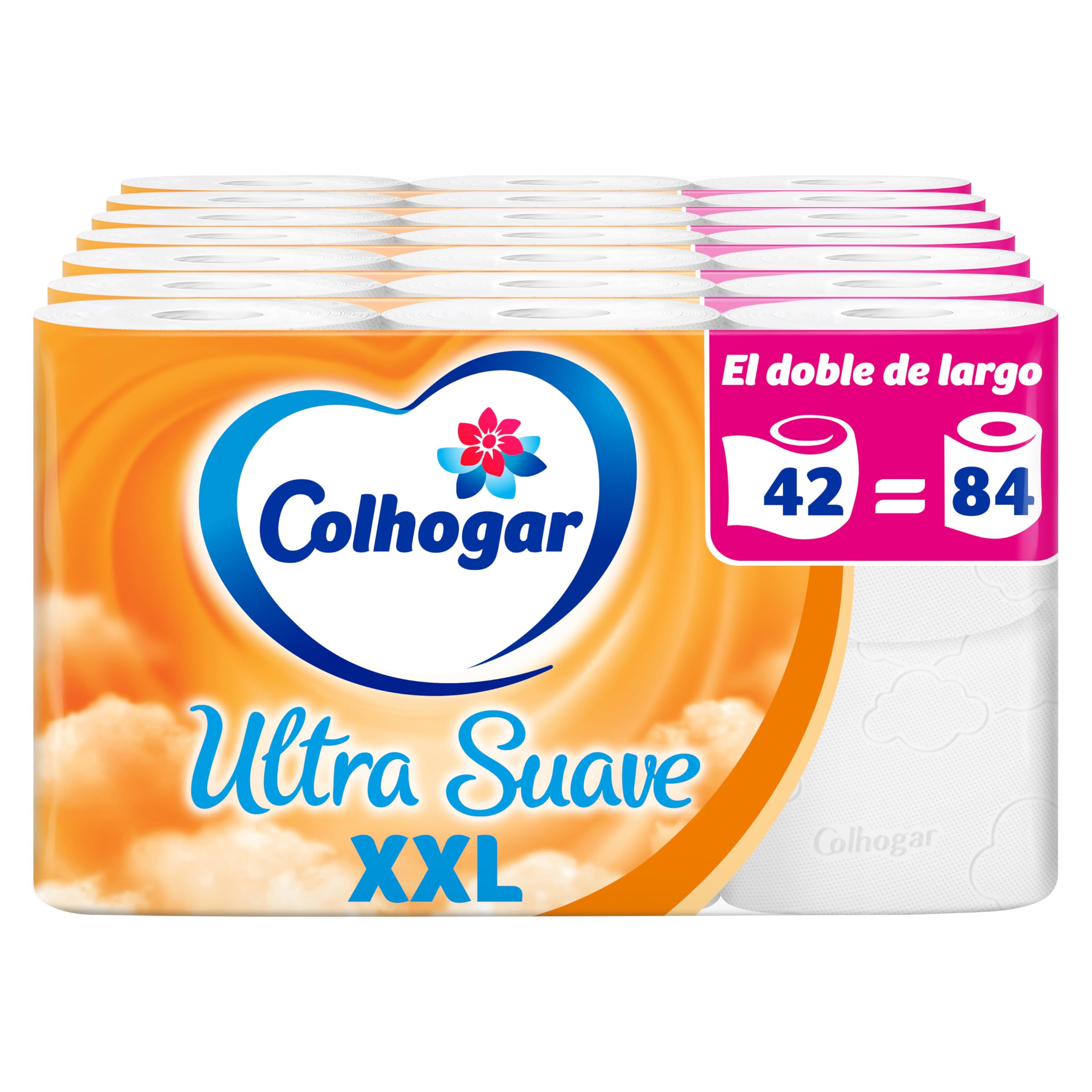 TEMU Colhogar Ultra XXL 7x6 - Papel Higiénico - Paquete con 42 Rollos Extra Grandes - Papel de Baño de 2 Capas - de Perfume -