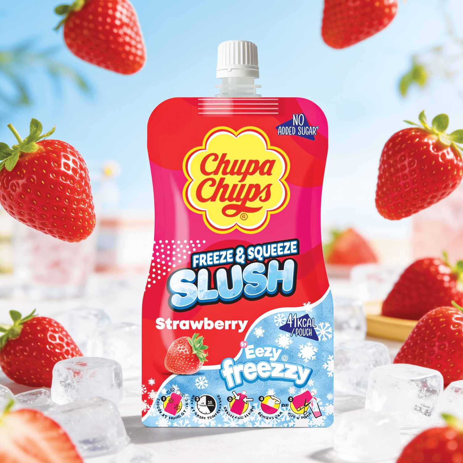 2-pack Chupa Chups Freeze & Squeeze Slush Strawberry - Slush Drink For Freezing With Strawberry Flavor 2x250ml
