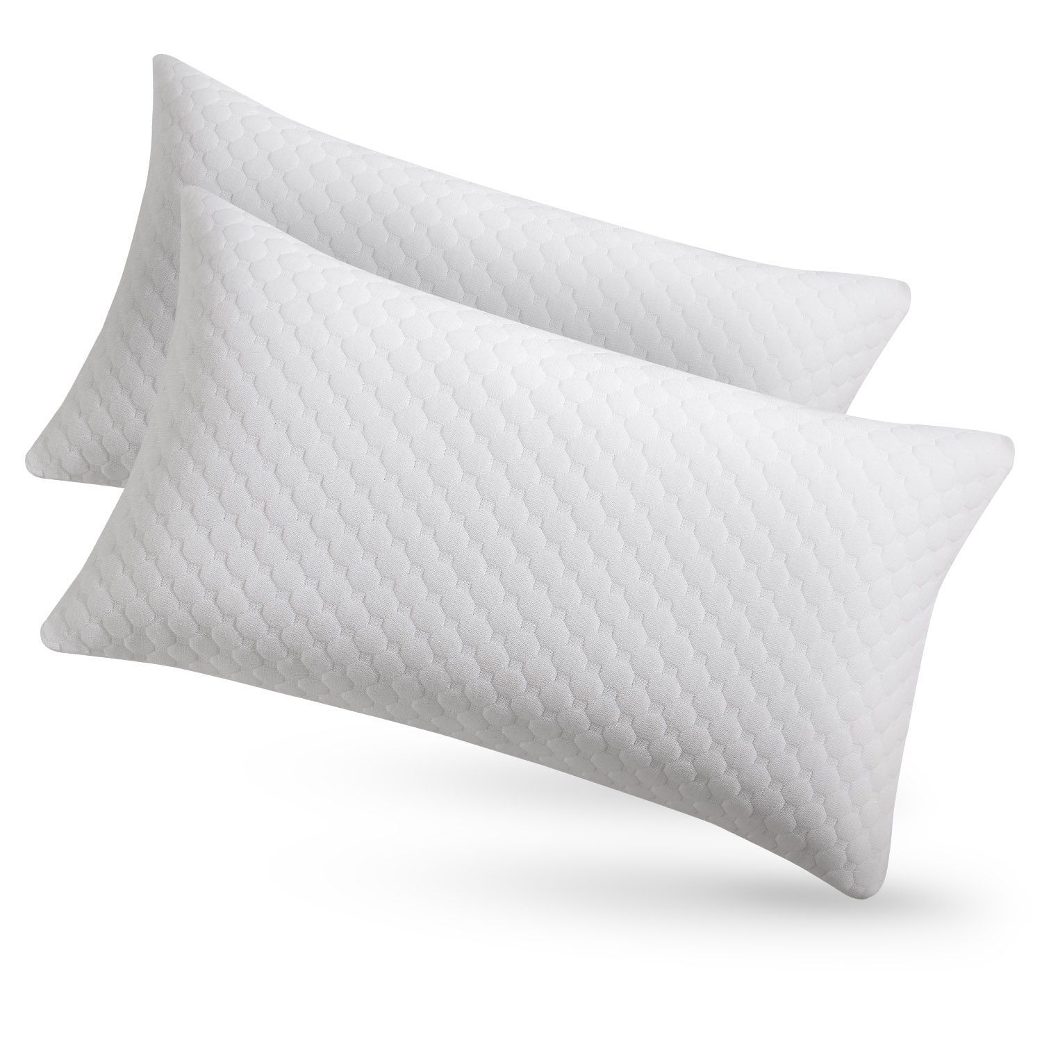 Image of Pillow 40x80 Cm For Bed 2pcs Set Head Pillow With Memory Foam Filling Breathable Pillow Filling Washable Cover Bed Pillow White