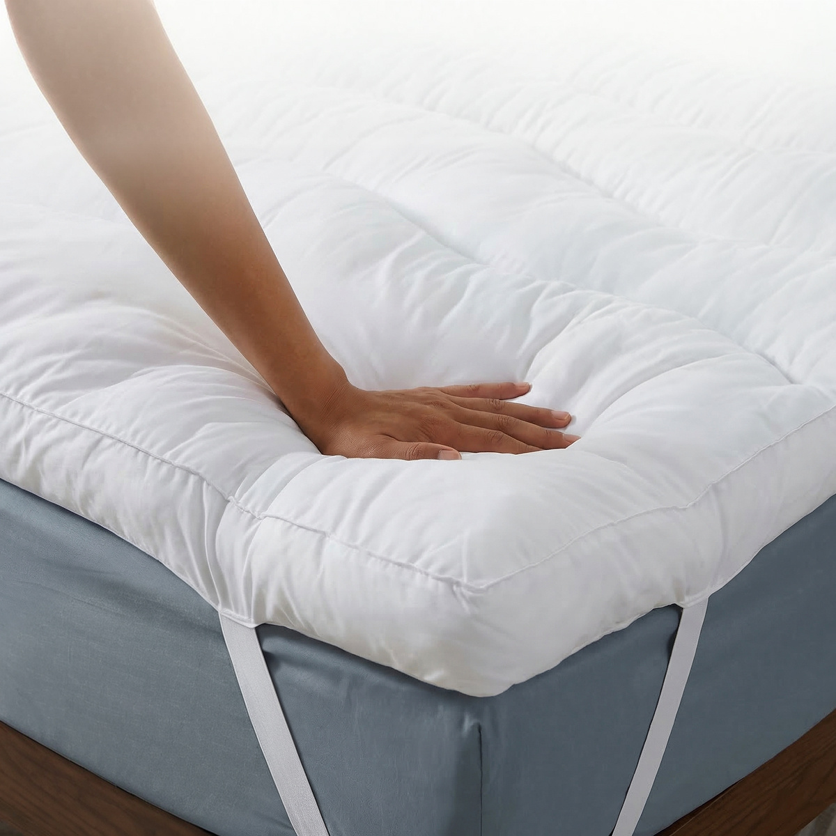 TEMU Surmatelas Nuage & Confortable avec Garnissage Abondant en Microfibre, Protection de Matelas Respirante avec Sangles d'Angle Élastiques