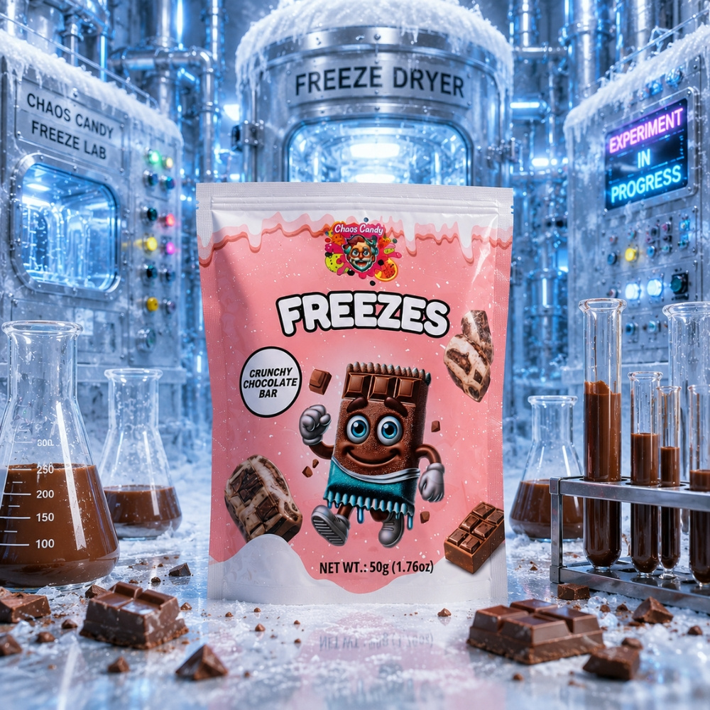 Image of Freezes – Crunchy Chocolate Bar – Chaos Candy | Freeze-dried Chocolate | Crunch Candy Snack | Tiktok Viral Trend Candy | Social Media Hype Asmr