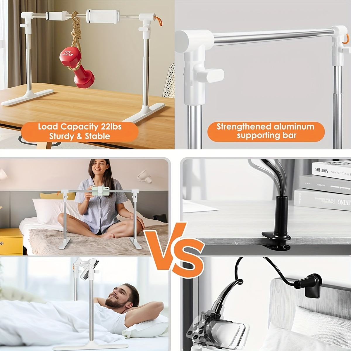 Adjustable Bedside Stand for Tablet & Phone, Foldable Holder