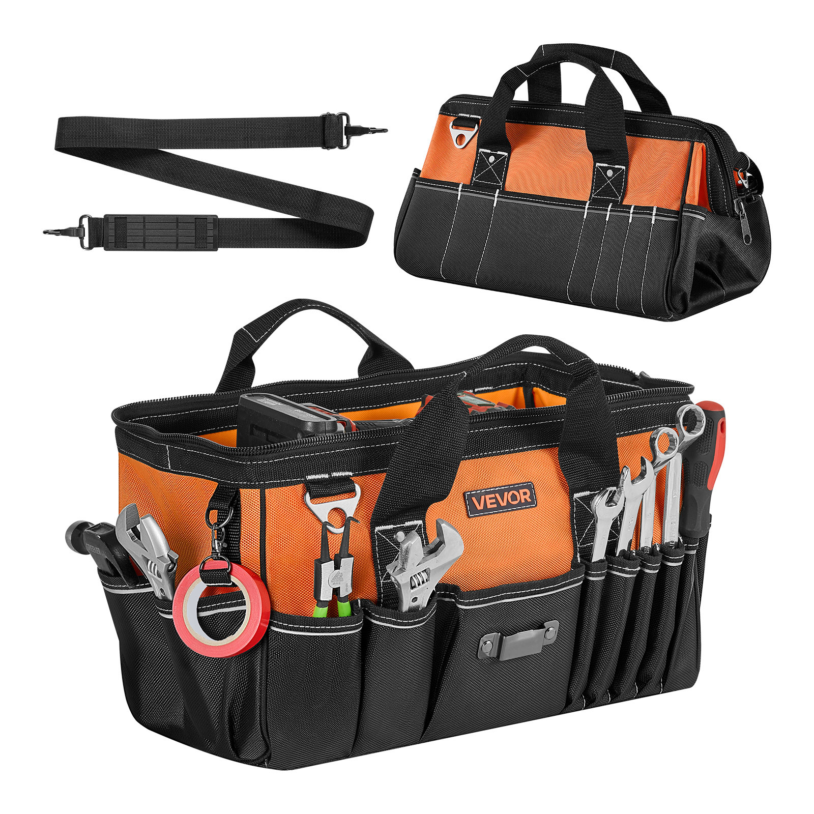 Vevor Tool Bag, 15.7 Inch, 33-pocket Portable Tool Box Organizer Storage, Toolbox With Soft Handle, Large Zipper, Adjustable Shoulder Strap, Carrying , For Men Women Dad Husband Fathers Day
