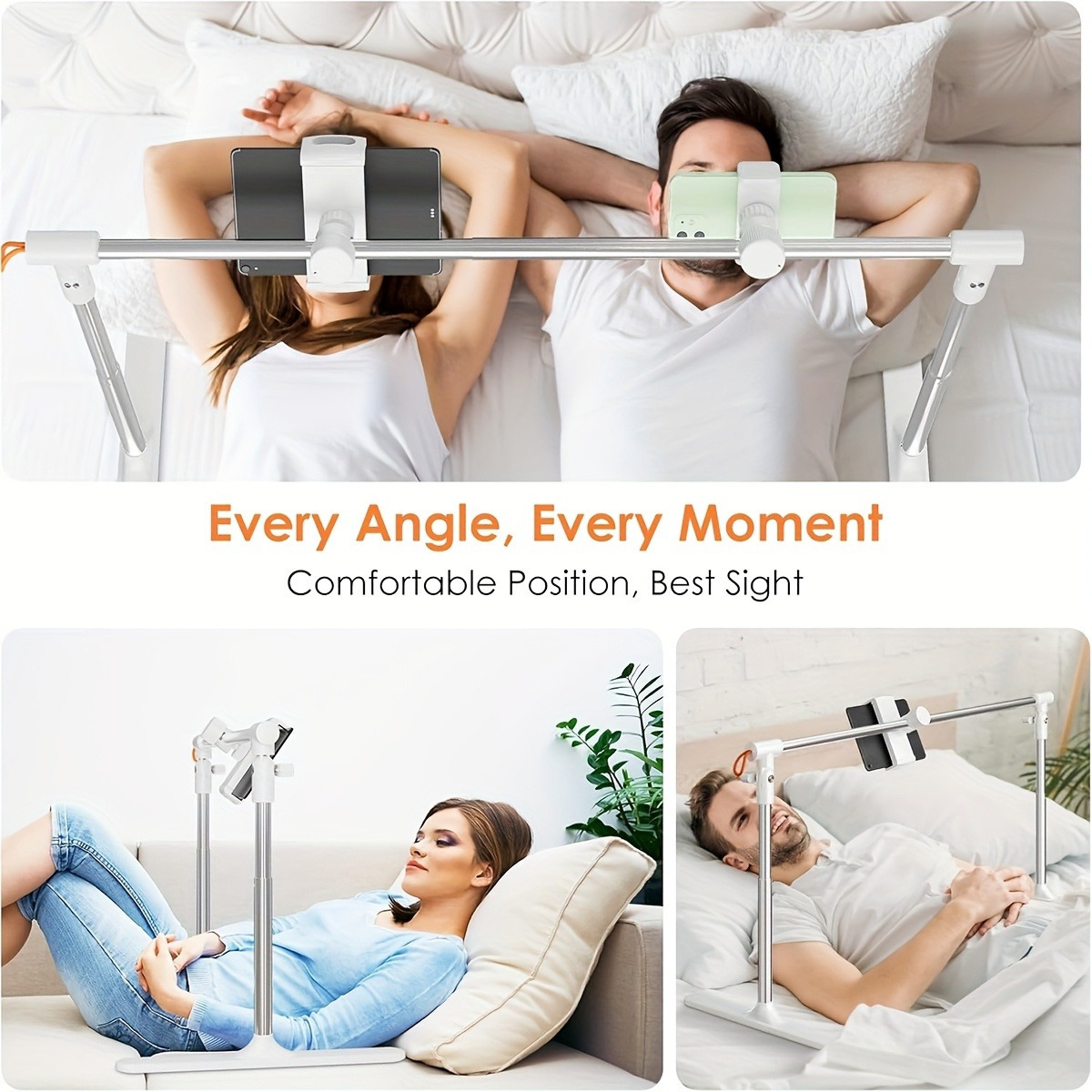 Adjustable Bedside Stand for Tablet & Phone, Foldable Holder