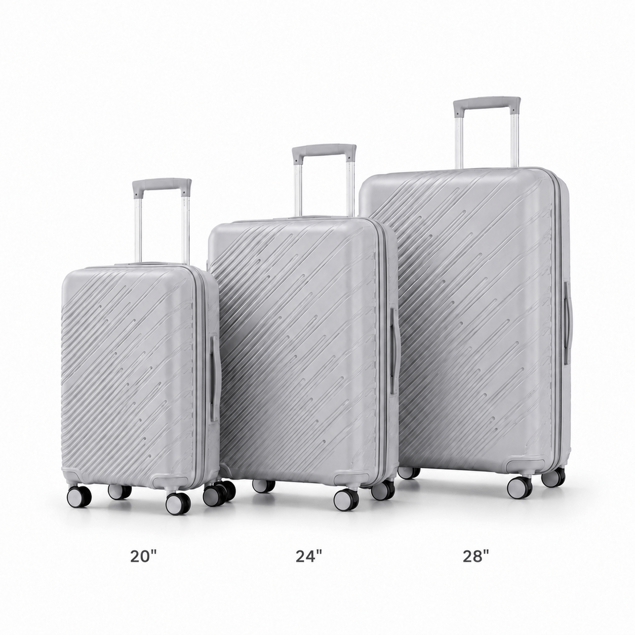 TEMU 3pcs Suitcase Lightweight Carry-on Hand Luggage 4 Spinner Wheels Trolley Case With For Family Travel And Holidays