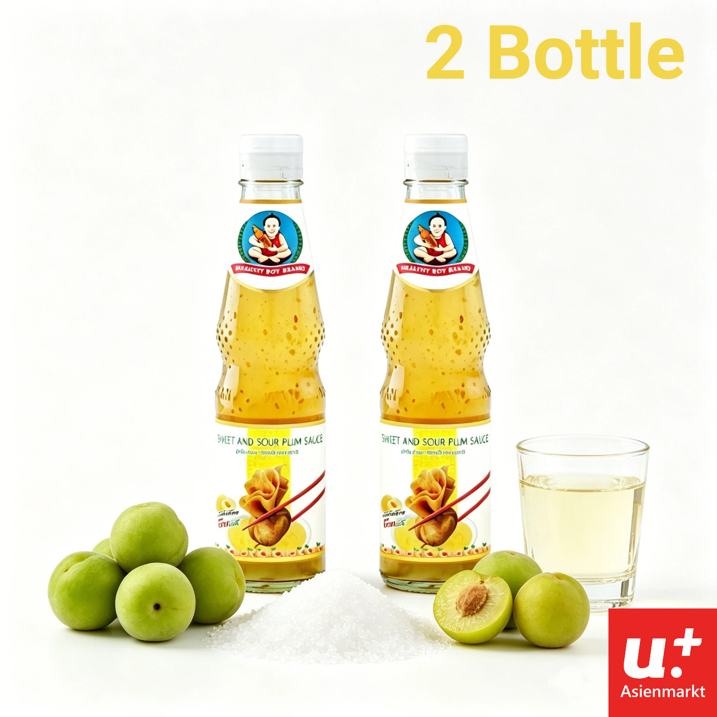 Image of 2 Bottles Healthy Boy Sweet And Sour Plum Sauce 2×300ml, Mild Thai Dipping Sauce For Spring Rolls And Fried Dishes