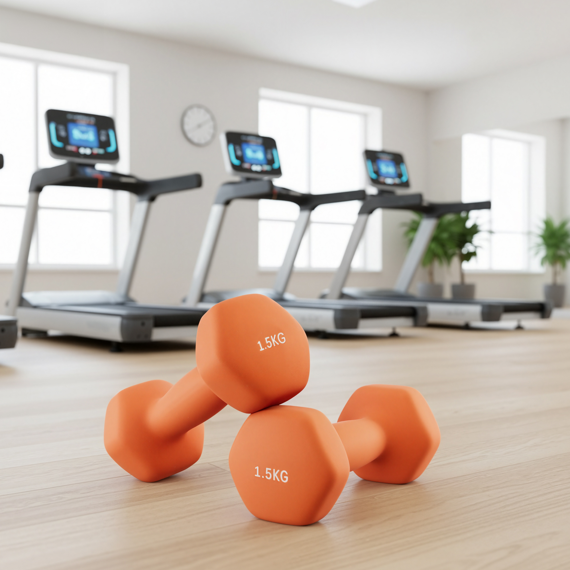Image of Home Dumbbells, 2-piece Set, Hexagon, Fitness Training, Strength Training, Orange, 2*1.5kg