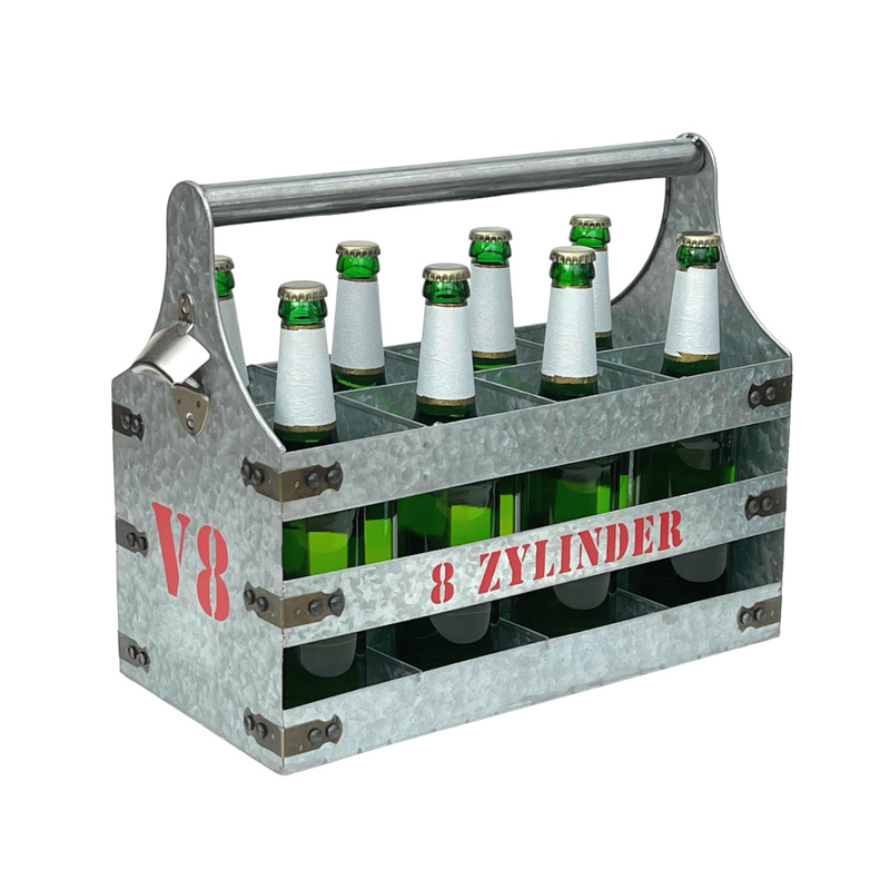 Image of Beer Carrier 8 Cylinder V8 Made Of Metal With Bottle Opener Bottle Holder Bottle Basket Men's Handbag Gift For Men Men's Toy