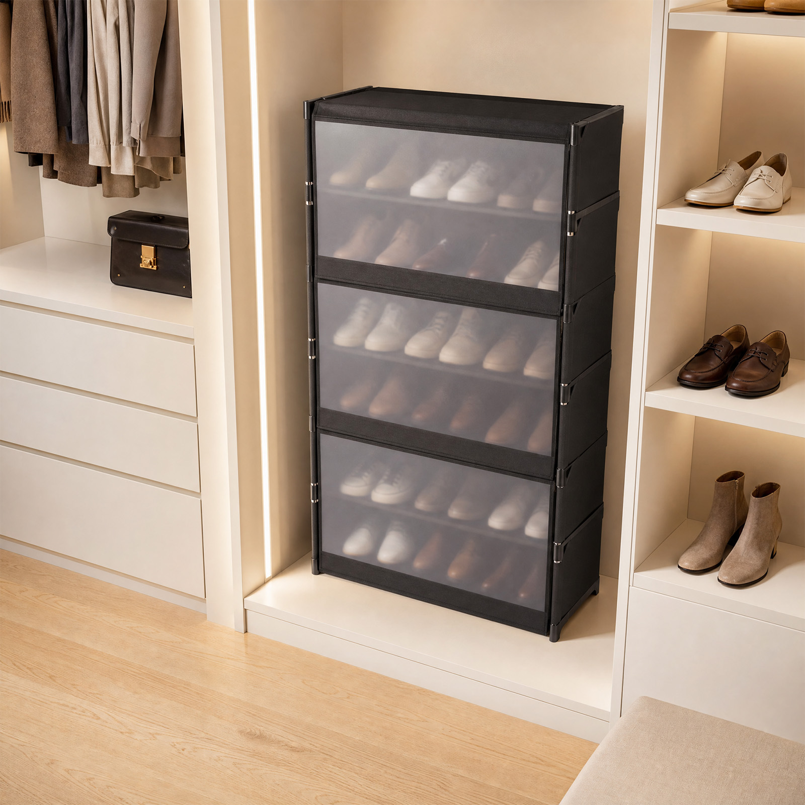 Large Freestanding Transparent Shoe Rack - Shoe Storage Box Can Hold Multiple Pairs. Suitable For , , Living Rooms, Bedrooms As A Storage Display Cabinet, Shoe Storage