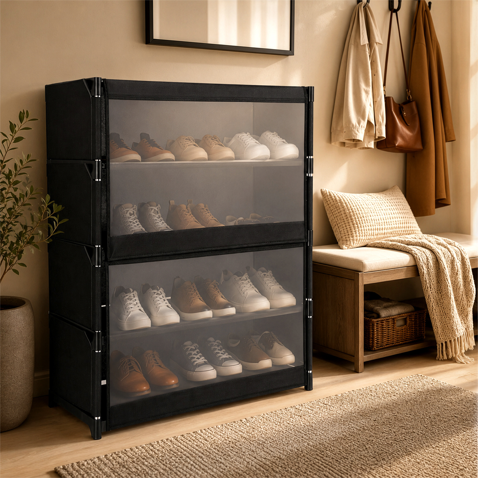 A Transparent Shoe Cabinet With 5 Layers, A Multifunctional Display Rack Easy To Clean, Suitable For Collection , Ideal For , , And Bedroom Storage