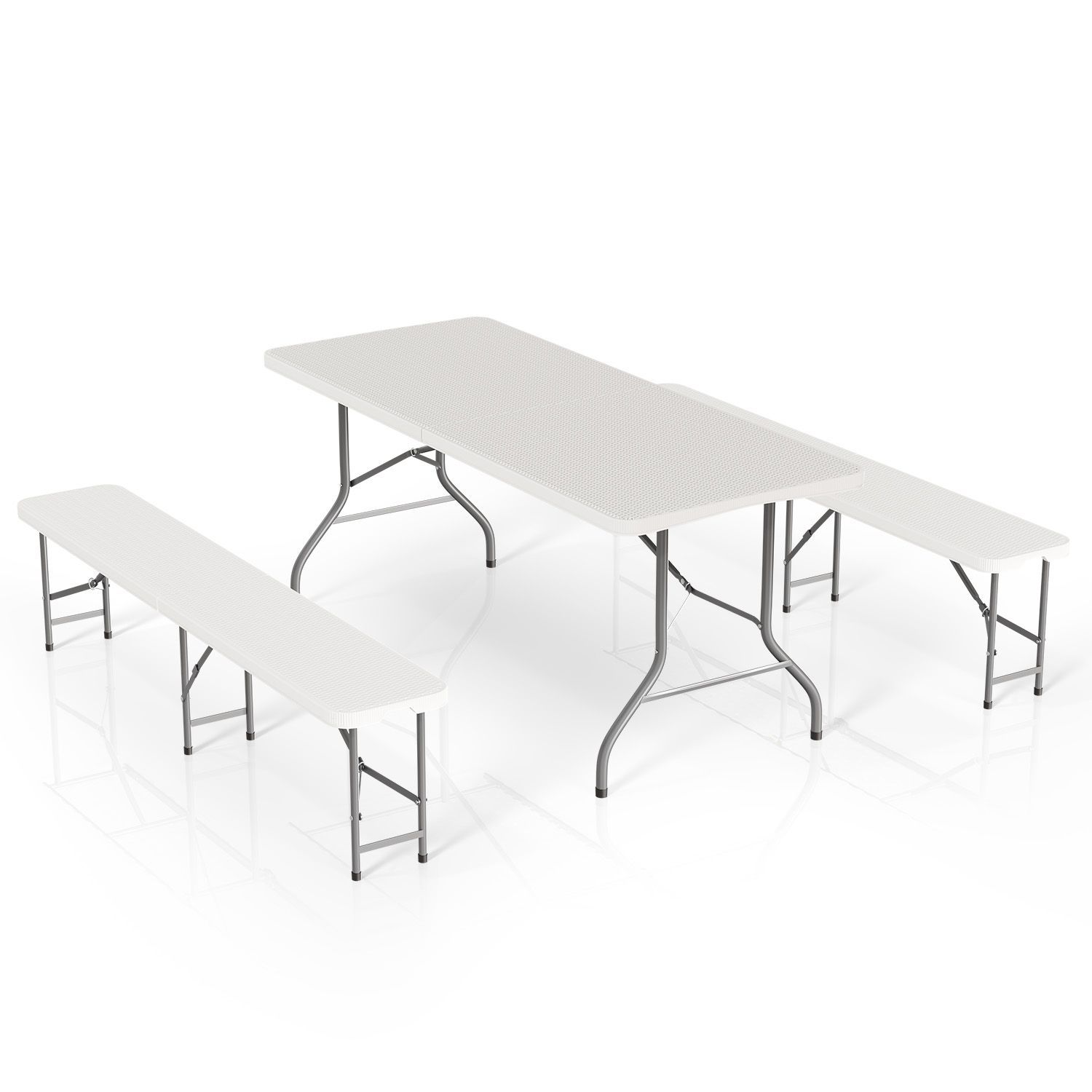 Beer Tent Set Bayreuth Made Of Plastic 3pcs In White