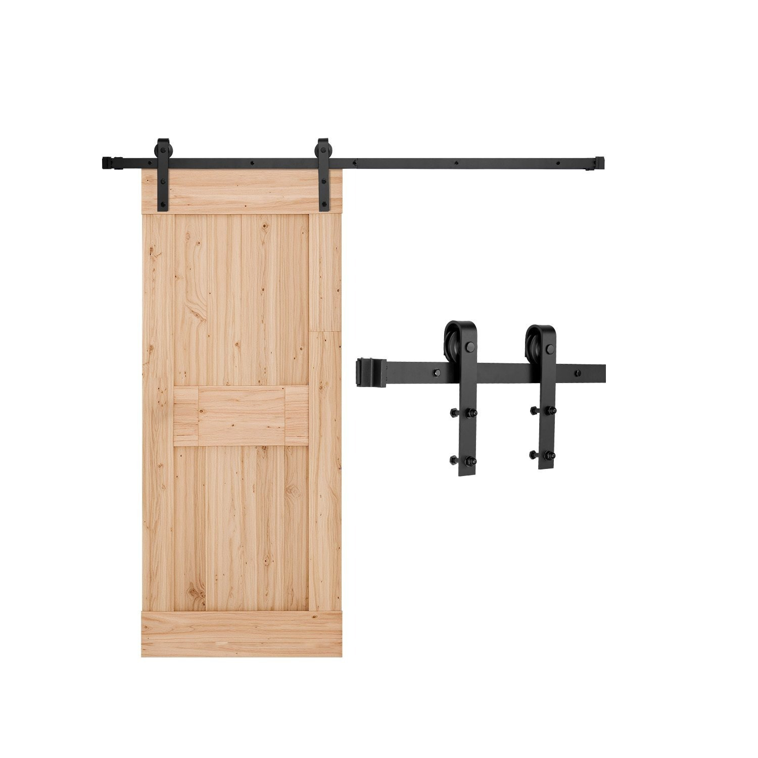 TEMU VEVOR Kit de herrajes para puerta de corrediza de 6.6 pies, capacidad de peso de 330 lb, compatible con puerta de corrediza simple de 36-40