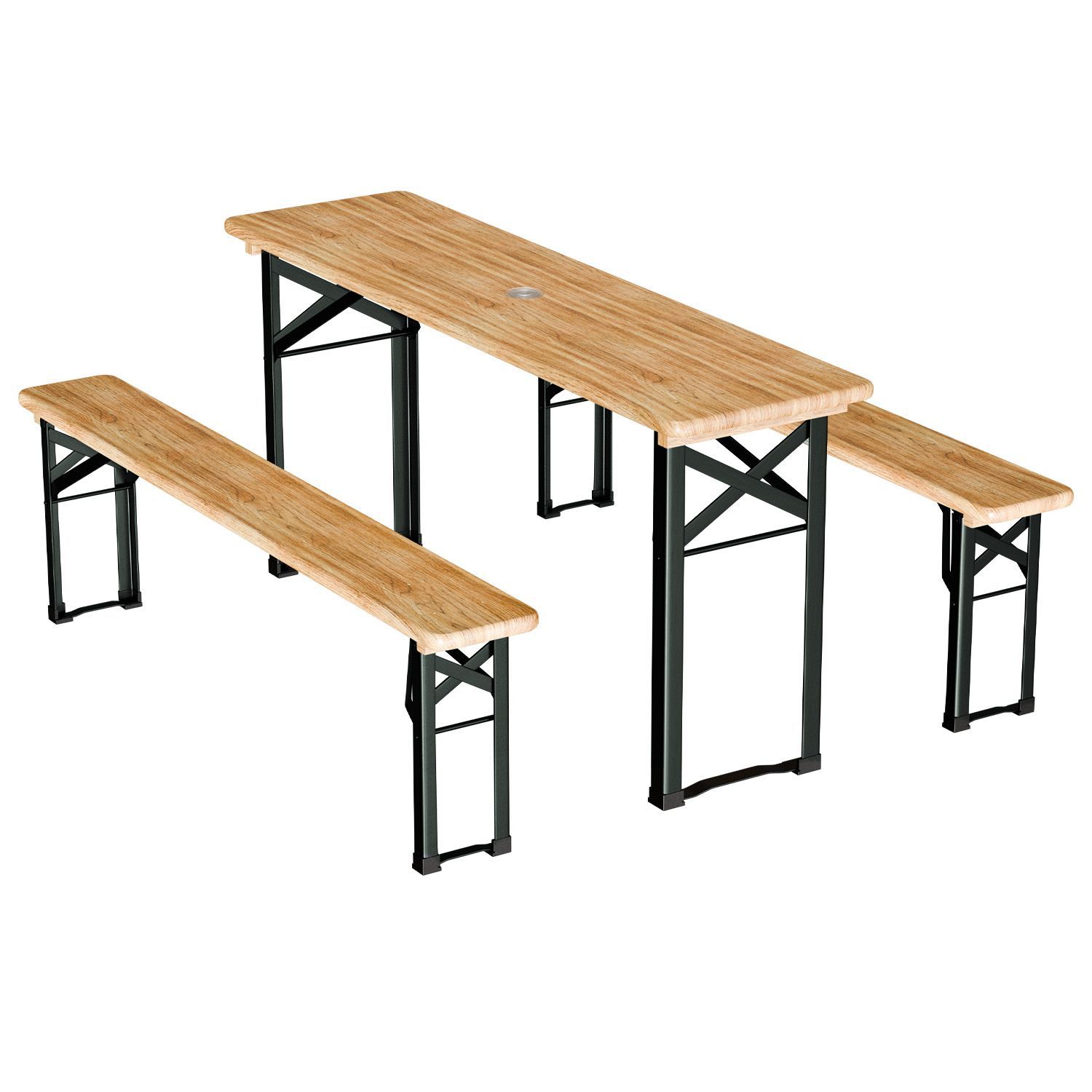 Beer Tent Set Bichl 3pcs With Lacquered Fir Wood 170 Cm
