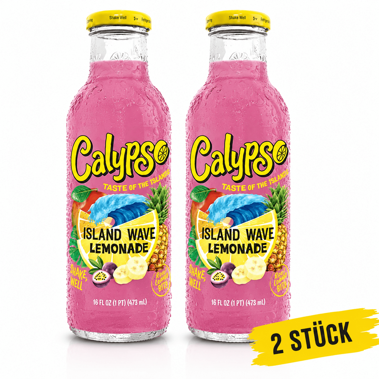 Image of Calypso Island Wave Lemonade 2x473ml – Tropical Lemonade With Island Fruit Flavor, American Refreshing Beverage, 946ml Total