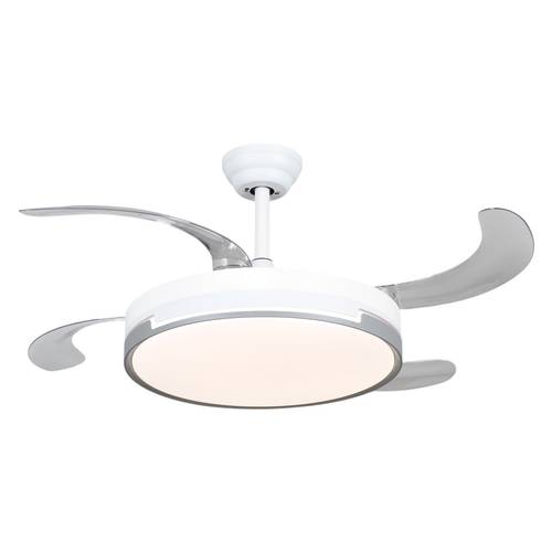 ceiling fan with white light in 3 temperatures remote control and quiet motor 3 light tones retractable folding 6 remote control memory timer quiet and low consumption fan 001 36w