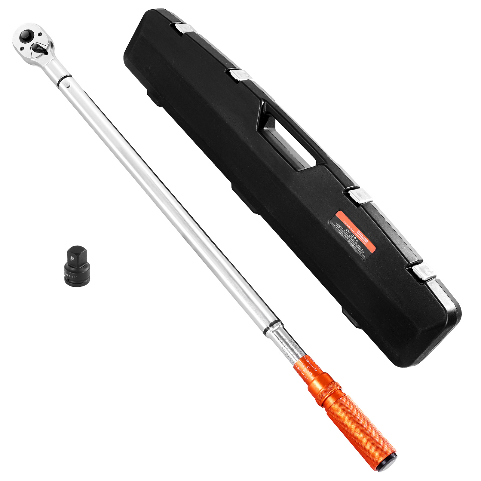 Image of Vevor Click Torque Wrench, 3/4 Inch Drive, 100-600 Lbf-ft / 136-814n.m, Dual- Torque Wrench Set With Dual Range Scales, 48-tooth, ±3% , Alloy Steel, For Automobile Repair