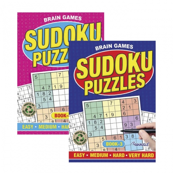 TEMU Squiggle - Sudoku Puzzle Books - 2 Pack - Book 1 & 2 - Varying Difficulties - Over 200 Puzzles