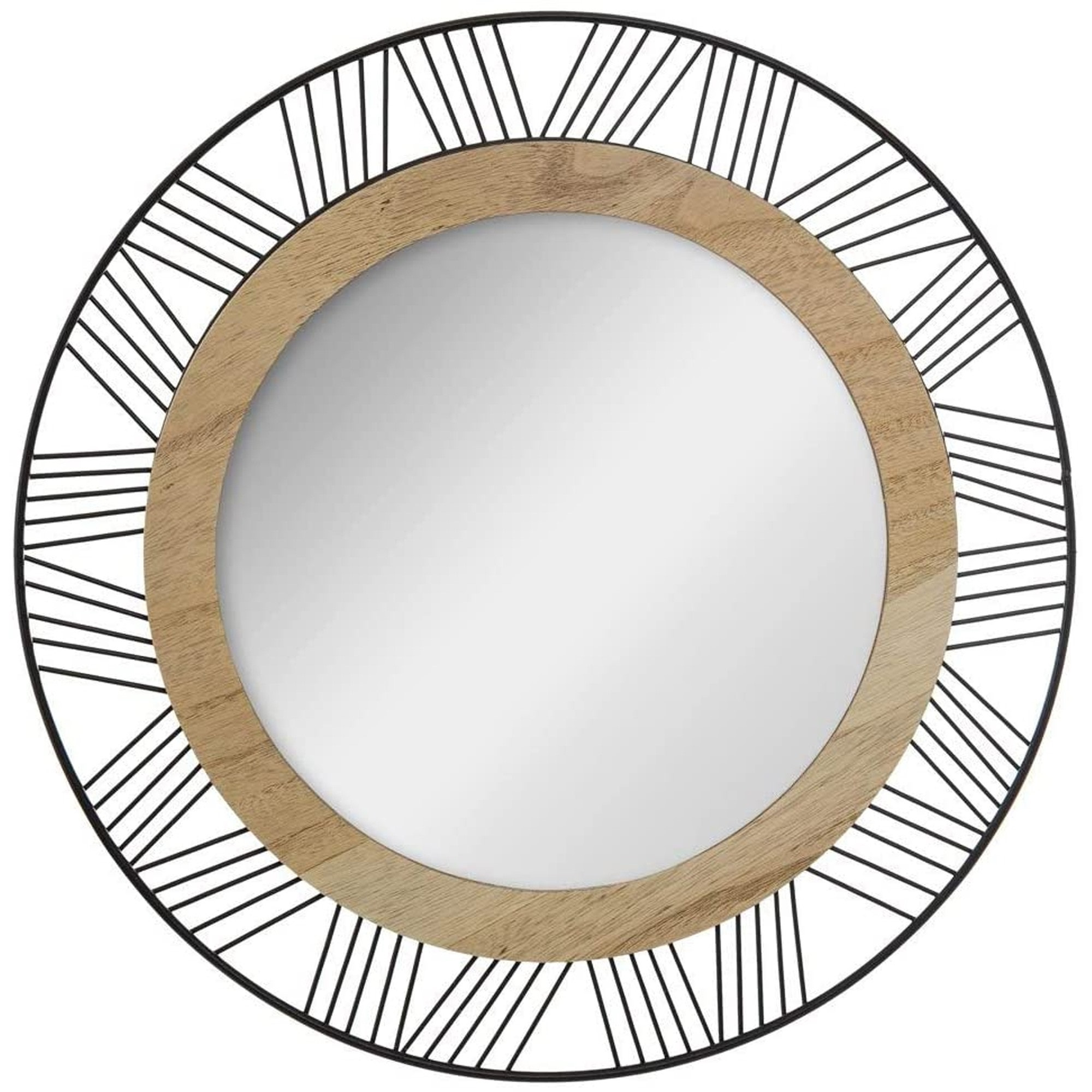 TEMU Espejo de Pared Well Home Ø45 cm | Decorativo de Madera y Metal | Diseño Moderno para Salón, Recibidor, Dormitorio y Baño