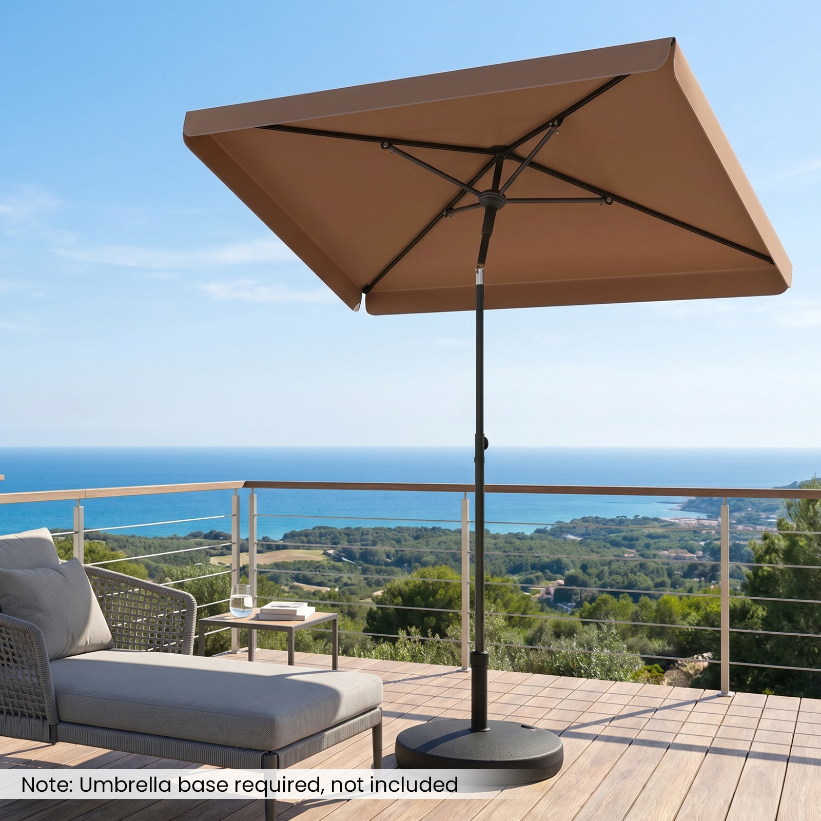 Image of 200 X 130 Cm Rectangular Outdoor Balcony Umbrella, Push Button Tilt, Portable Carrying Bag, Small Market Patio Umbrella, Foldable Small Sunshade Parasol For Apartment Porch Garden Yard Pool Deck Beach