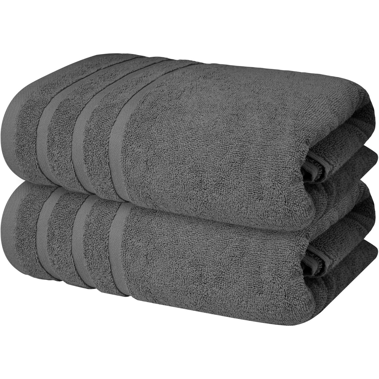 TEMU Pack Of 2 Large Bath Sheet Towels 70 X 155cm 600 Gsm Pure Cotton Jumbo Bathroom Towels
