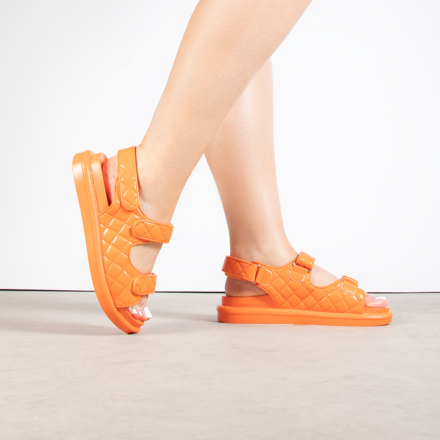 Amylia Quilted Sandal In Orange