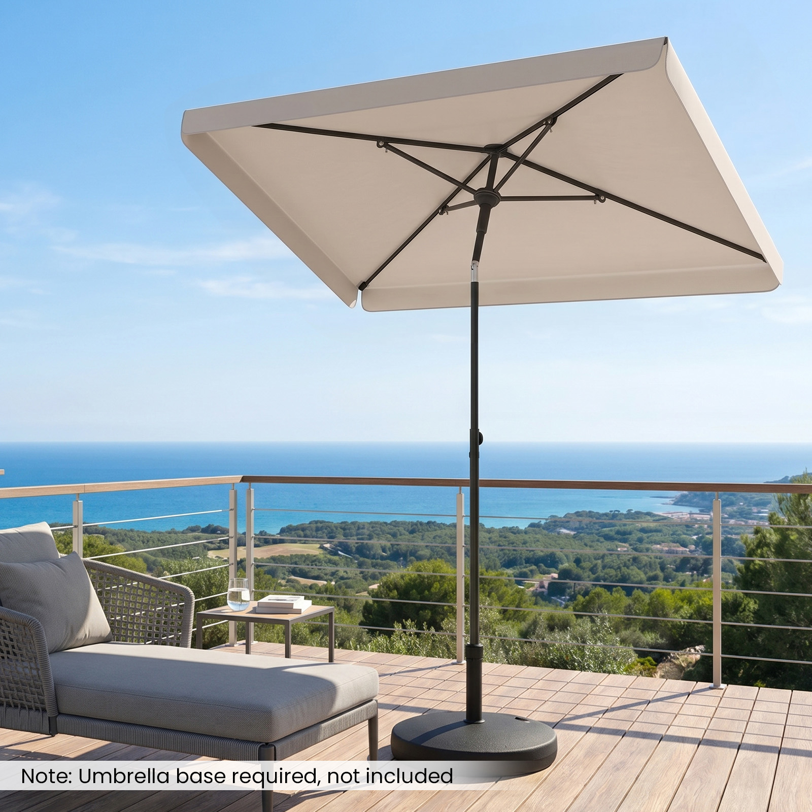 200 X 130 Cm Rectangular Outdoor Balcony Umbrella, Push Button Tilt, Portable Carrying Bag, Small Market Patio Umbrella, Foldable Small Sunshade Parasol For Apartment Porch Garden Yard Pool Deck Beach