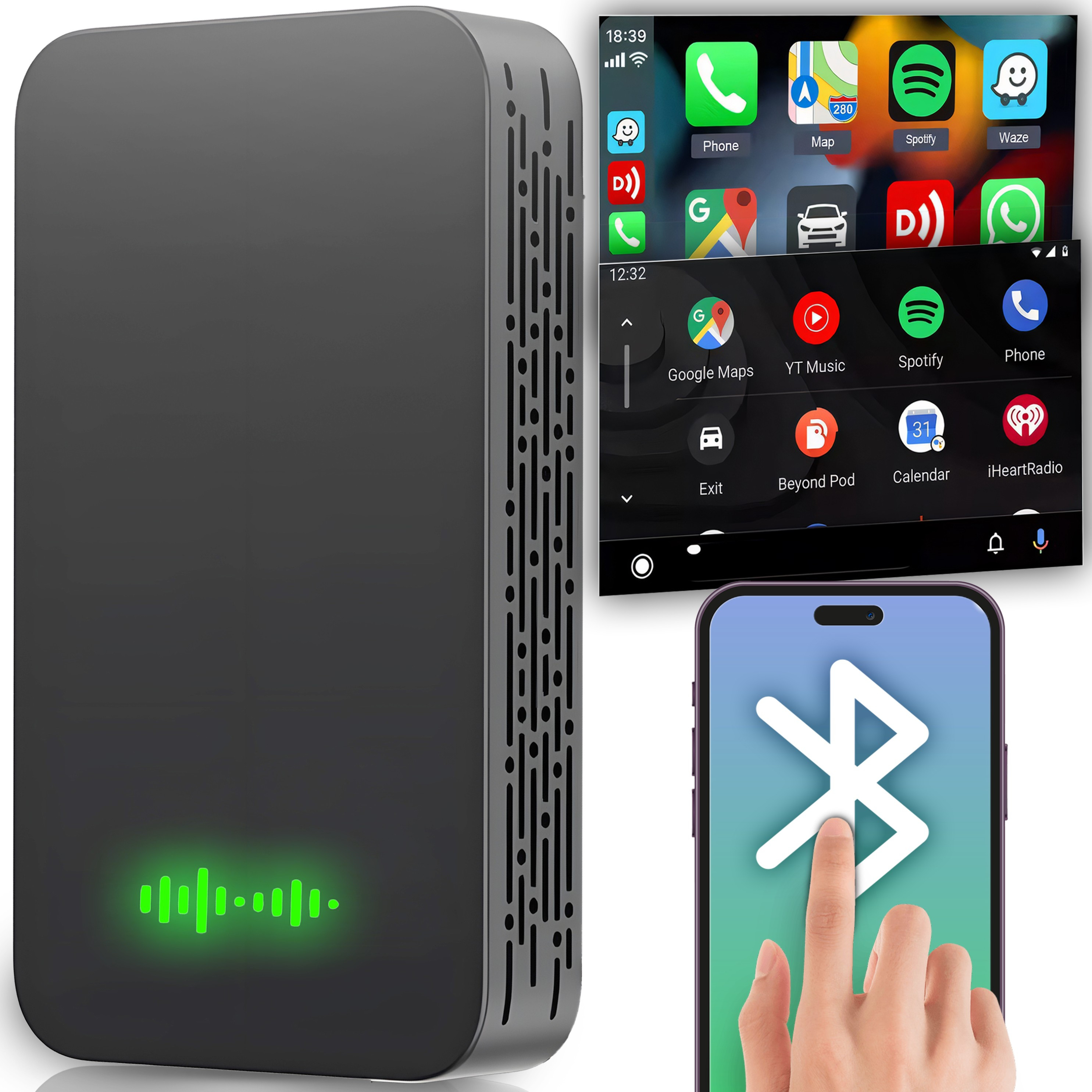 Adapter For Car Auto Ios Usb Bluetooth Wlan Black