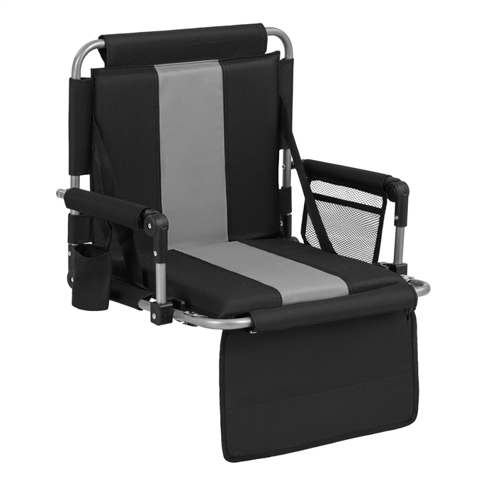 Stadium Seat With Backrest, Foldable Grandstand Chair With Storage Bag And Drink Holder, Ergonomic With Fastening Hooks
