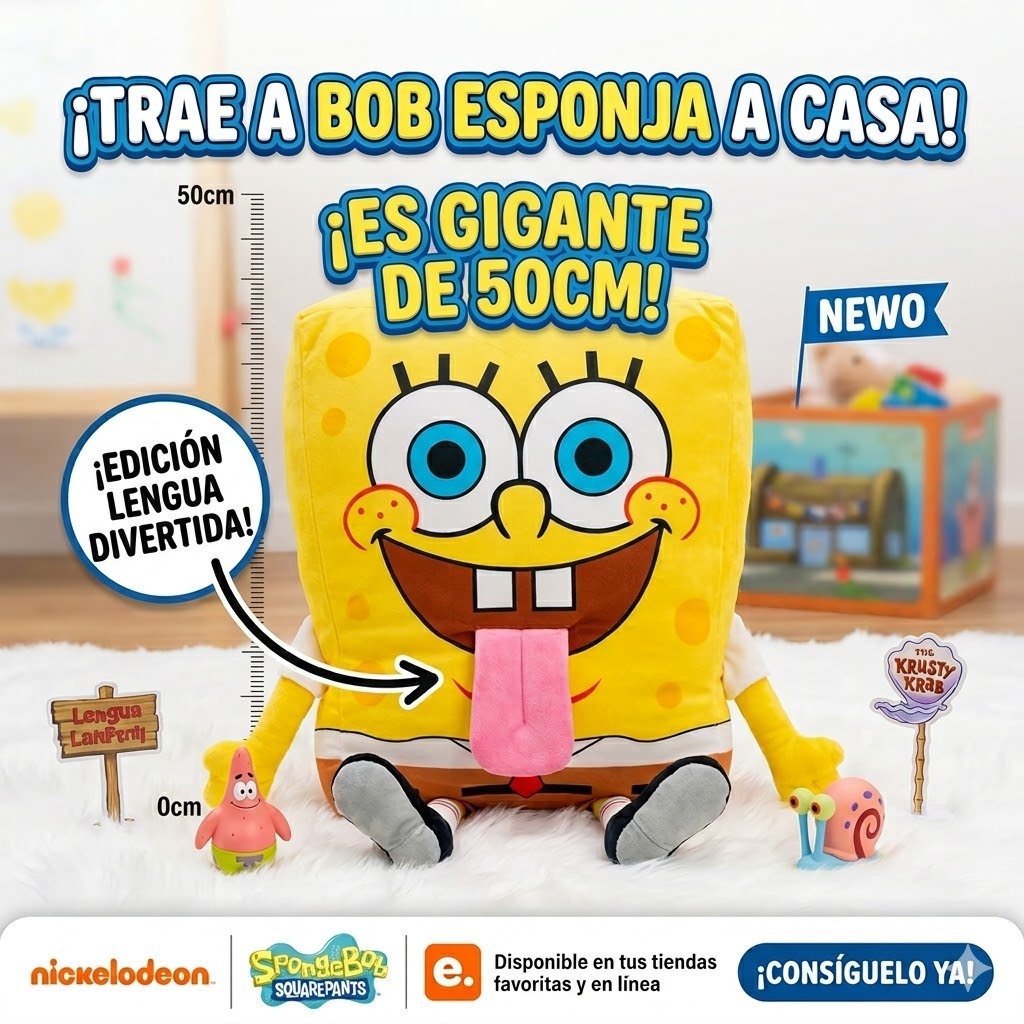 Peluche Gigante de 50Cm - - SpongeBob: retailer-supplied image