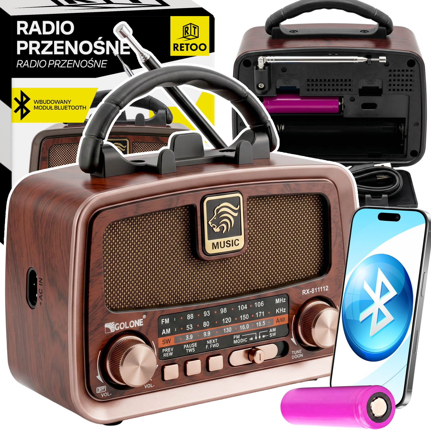 Portable Bluetooth Kitchen Radio Am Fm Sw With Usb Sd Antenna Battery Operated