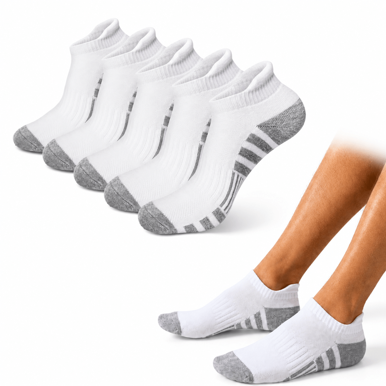 Image of For Men And Women, 5 Pairs Eu 39-46 Breathable Sports Socks, Ankle Socks, Running Socks, Fitness And Leisure With Reinforced Heel And Toe